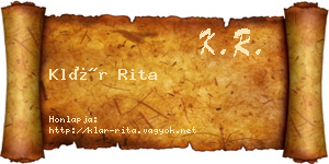 Klár Rita névjegykártya