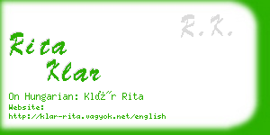 rita klar business card